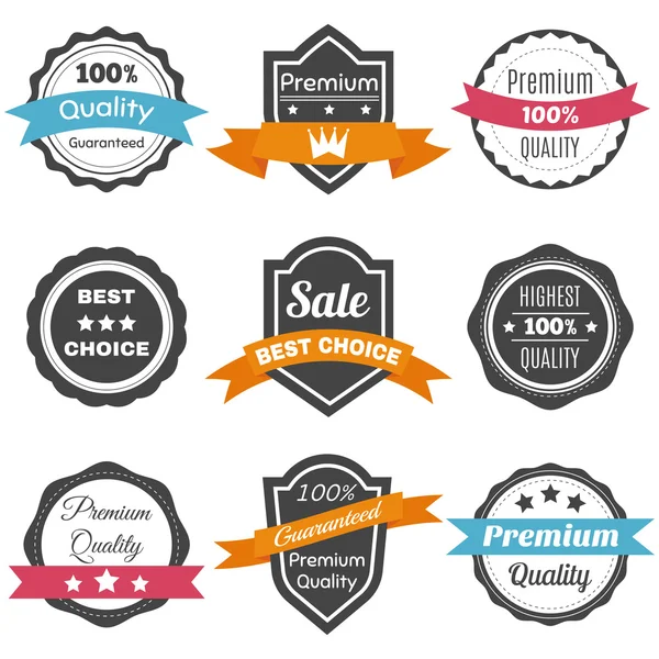 Collection of retro vintage labels. Best choice, premium quality — Stock Vector