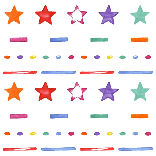 Padrão sem costura bonito com estrelas coloridas. Design feliz aniversário — Vetor de Stock