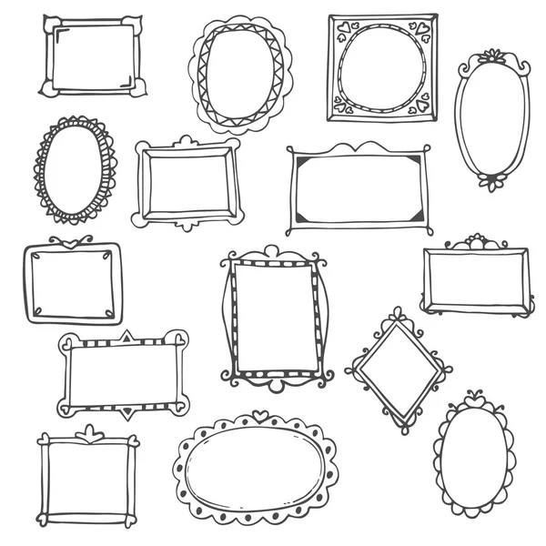 Conjunto de molduras desenhadas à mão —  Vetores de Stock