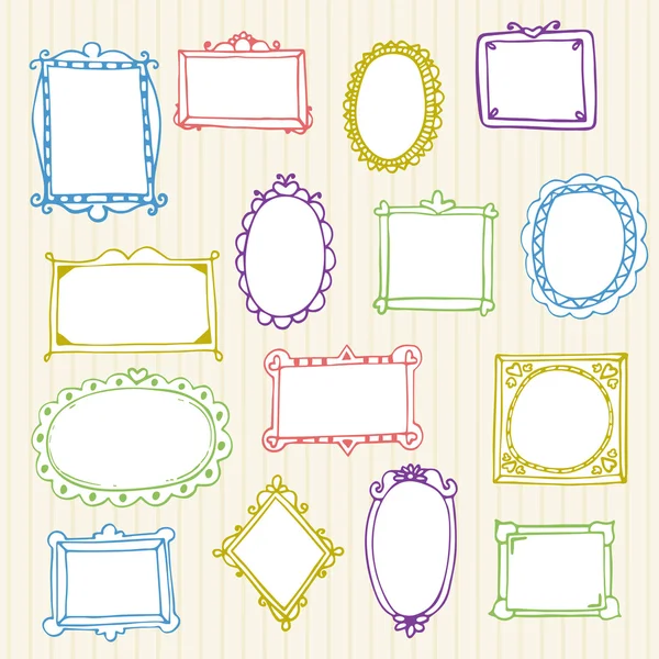 Set of hand drawn frames. Hand drawn design elements — Stock Vector