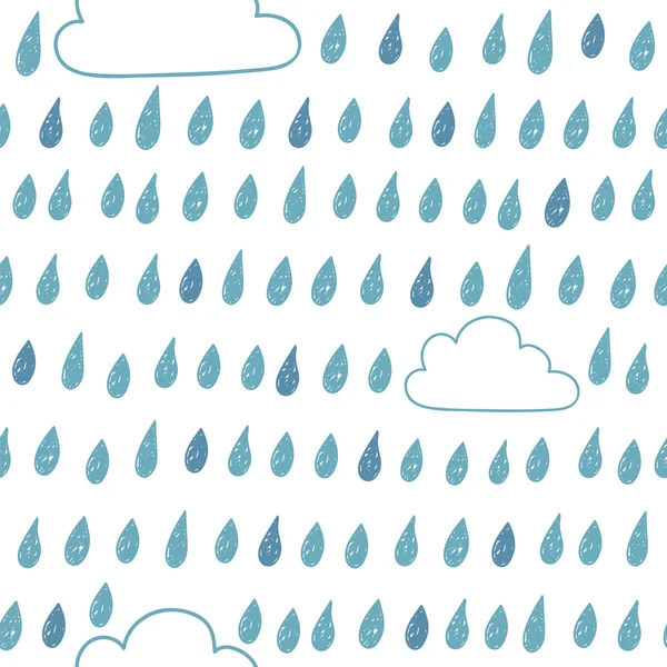 Cute seamless pattern with clouds and raindrops — Stock Vector