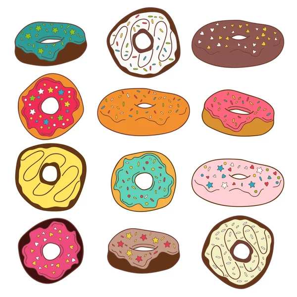 Set of cute colorful donuts — Stock Vector
