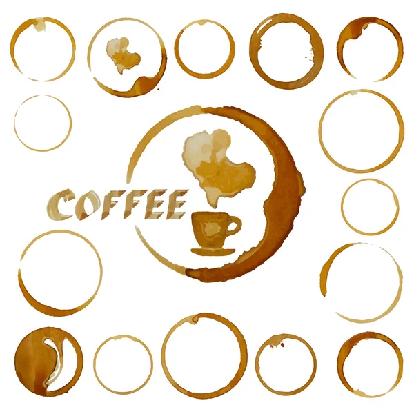 Vector coffee cup stains. Coffee blots isolated on white — Stock Vector