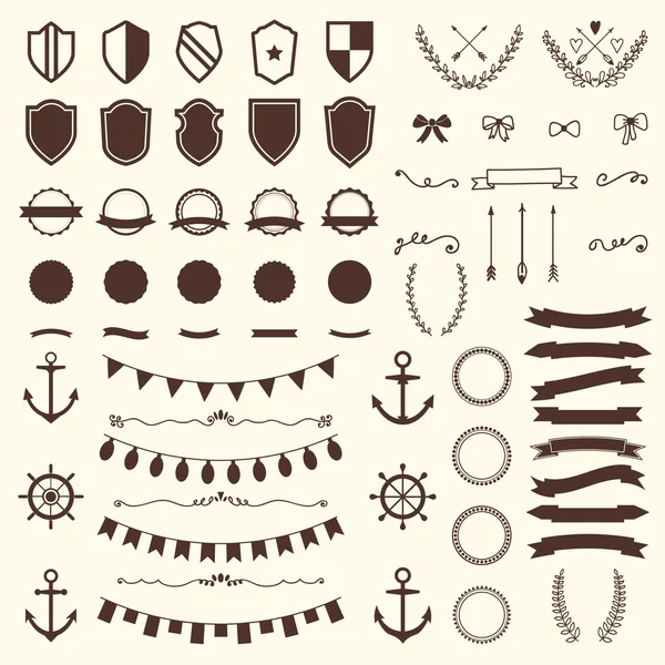Colección de escudos, placas y etiquetas. Elementos de diseño vectorial Ilustración De Stock
