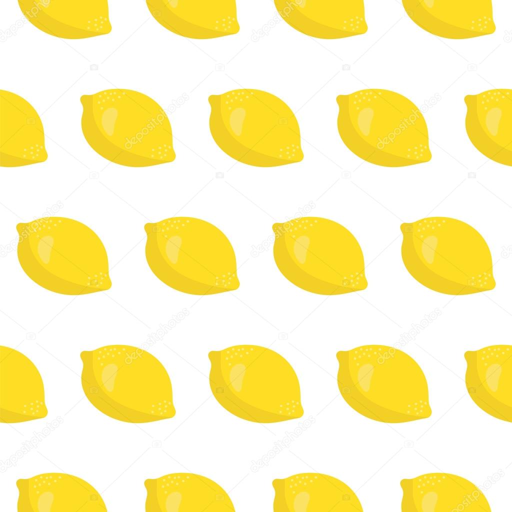 Seamless pattern with lemons on the white background