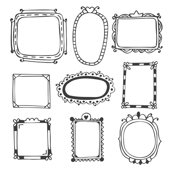 Hand drawn frames. Vintage photo frames — Stock Vector