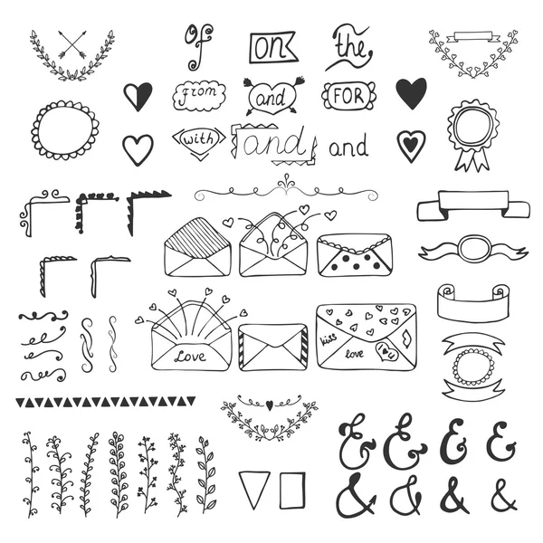 Handsketched vector design elements. Hand drawn ampersands, catc — Stock Vector