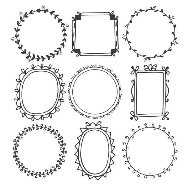 Romantic hand drawn frames — Stock Vector