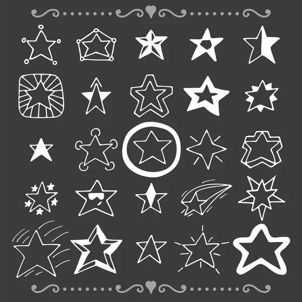 Set of doodle stars. Hand drawn collection — Stock Vector