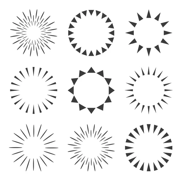 Conjunto de destellos y estallidos estelares con rayos — Vector de stock