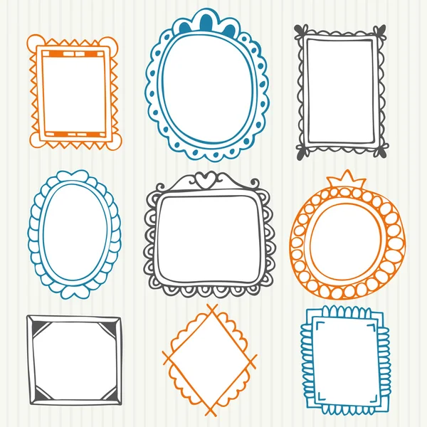 Vintage fotoframes. Hand getrokken collectie — Stockvector