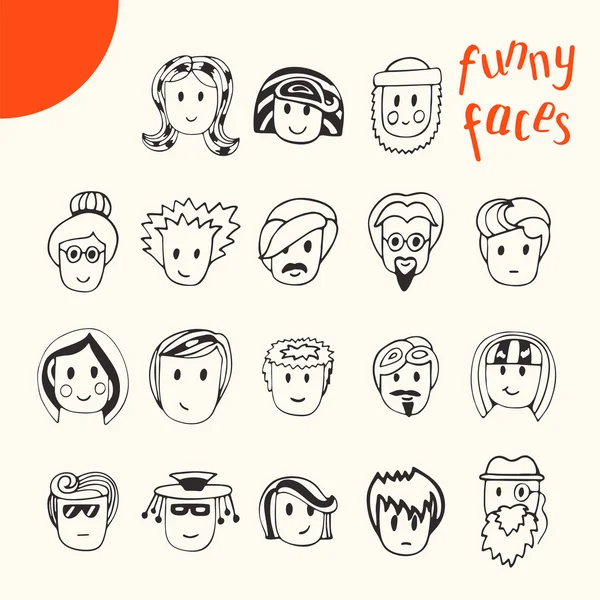 Dibujos animados dibujado a mano divertida colección de caras. Avatares vectoriales de Doodle Vectores De Stock Sin Royalties Gratis