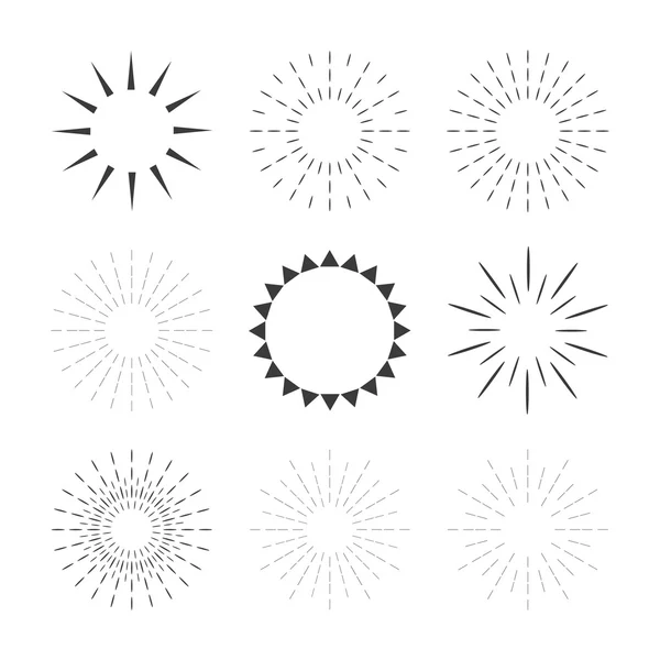 Conjunto de destellos y estallidos estelares con rayos. Elementos de diseño Ilustraciones De Stock Sin Royalties Gratis