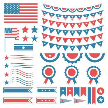Collection of United States of America decoration elements. Four