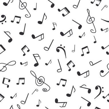 Hand drawn music notes. Music seamless pattern background