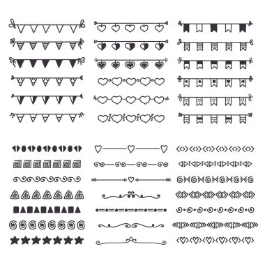 Sketch doodle dividers borders. Vector design elements. Hand dra
