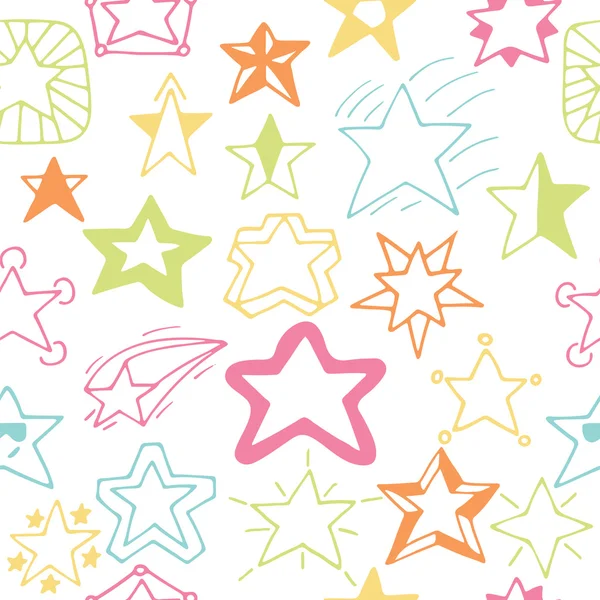 Seamless pattern with hand drawn stars. Sketchy star seamless ba — Stockvector