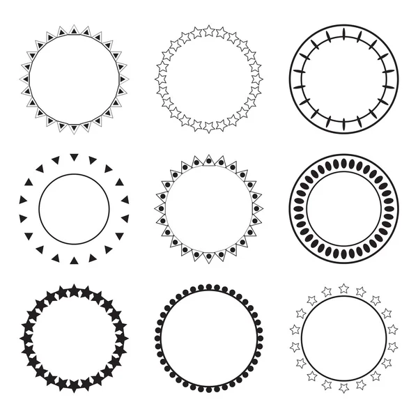 Set di cornici rotonde. Elementi decorativi di design. Confini etnici — Vettoriale Stock