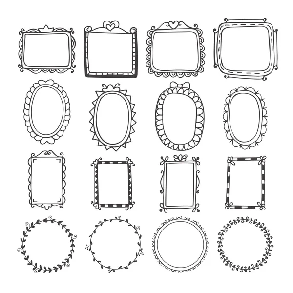 Vintage hand drawn frames in vector. Doodle set of design elemen — Διανυσματικό Αρχείο