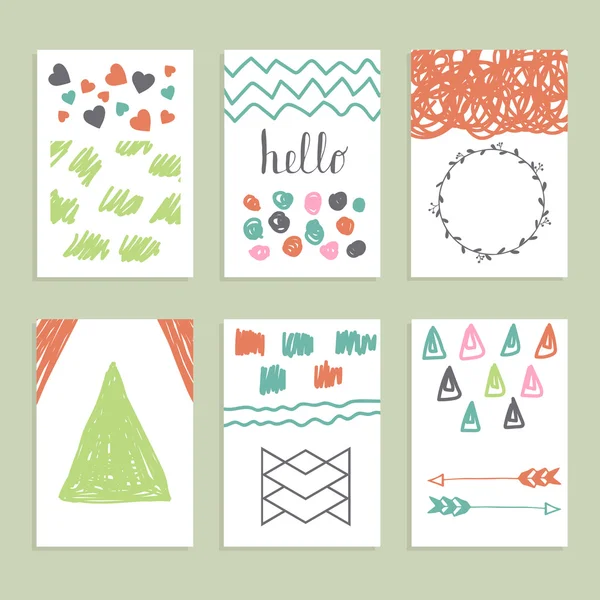 Collection of hand drawn creative journaling cards. Modern hipst — Stockvector