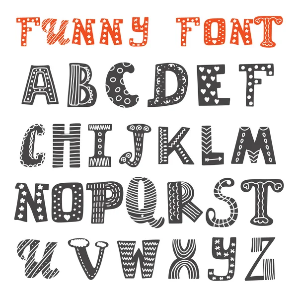 Cute hand drawing alphabet. Funny font — 图库矢量图片