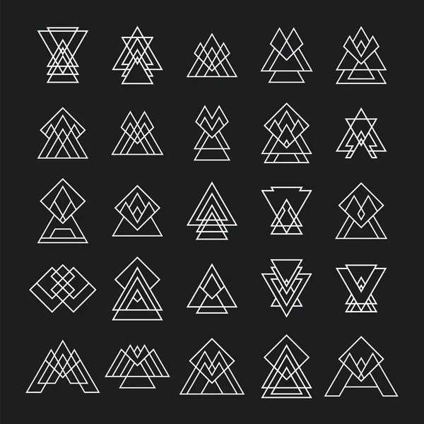 Sett med 25 trendy geometriske former. Hipsterretro-skilt for logoer – stockvektor