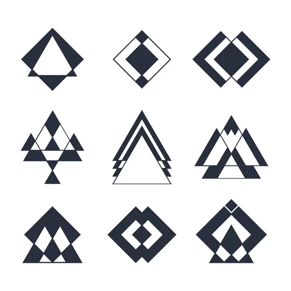 Eine Reihe trendiger geometrischer Formen für Hipster. geometrische Logos oder i — Stockvektor