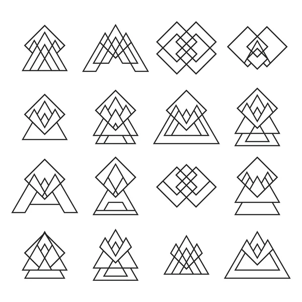 Reihe trendiger geometrischer Formen. Geometrische Symbole. Hipster-Schriftzug — Stockvektor