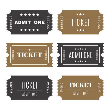 Paper tickets with numbers. Set of vector templates entry ticket
