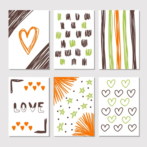 Hand drawn collection of journaling cards with romantic textures — Stock Vector