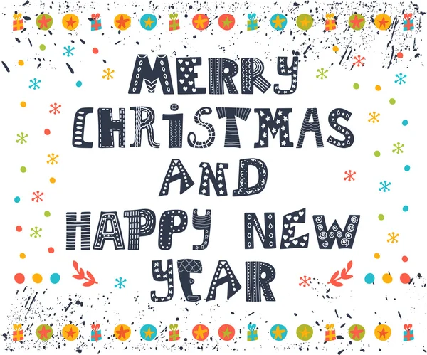 Merry Christmas and Happy New Year postcard. Card design perfect — Stok Vektör