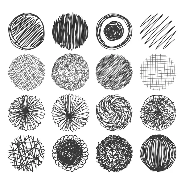 Set of hand drawn circles. Vector logo design elements. — Stock Vector