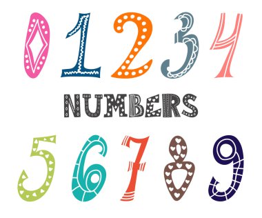 Collection of cute colorful numbers. Numbers set