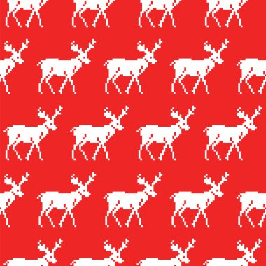 Knitted sweater with deer seamless pattern. Christmas background