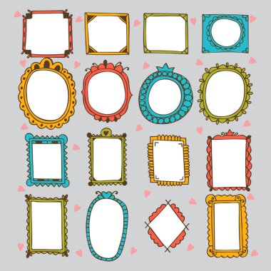 Sketchy ornamental frames and borders. Doodles frame set. Hand d