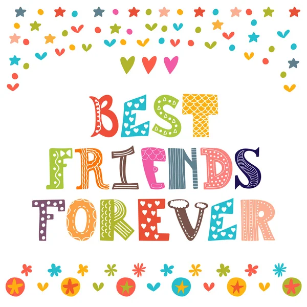 Best friends forever. Inspirational motivational quote. Cute han — Stock Vector