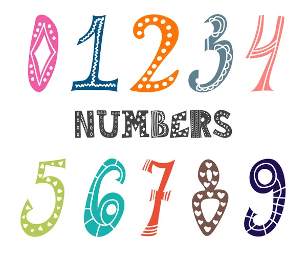 Colección de lindos números coloridos. Conjunto de números — Vector de stock