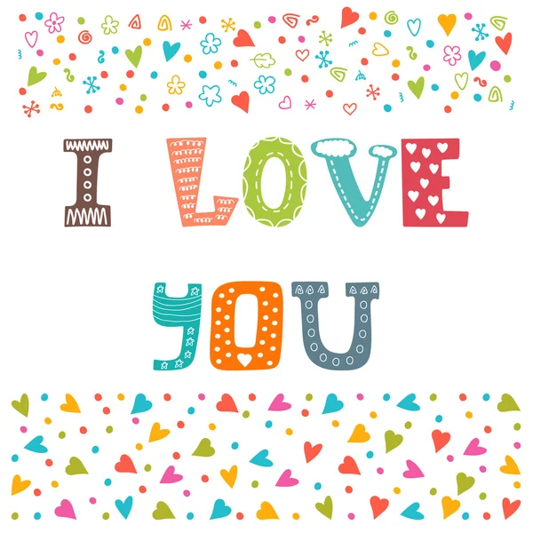 I love you. St. Valentine's greeting card template. Cute postcar — Διανυσματικό Αρχείο