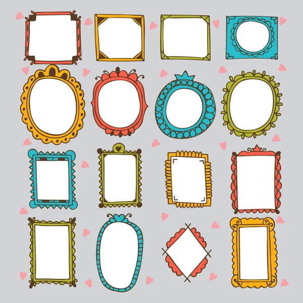 Sketchy ornamental frames and borders. Doodles frame set. Hand d — Stockvector