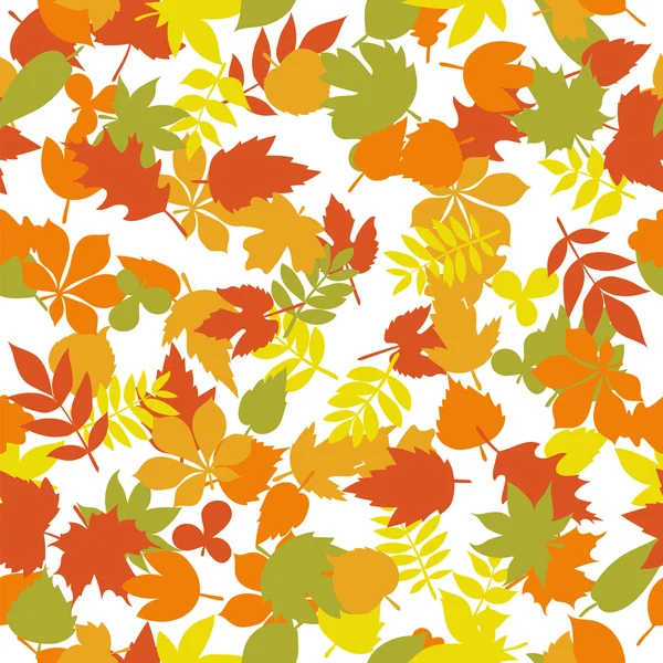 Seamless pattern with colorful autumn leaves on white background — Διανυσματικό Αρχείο