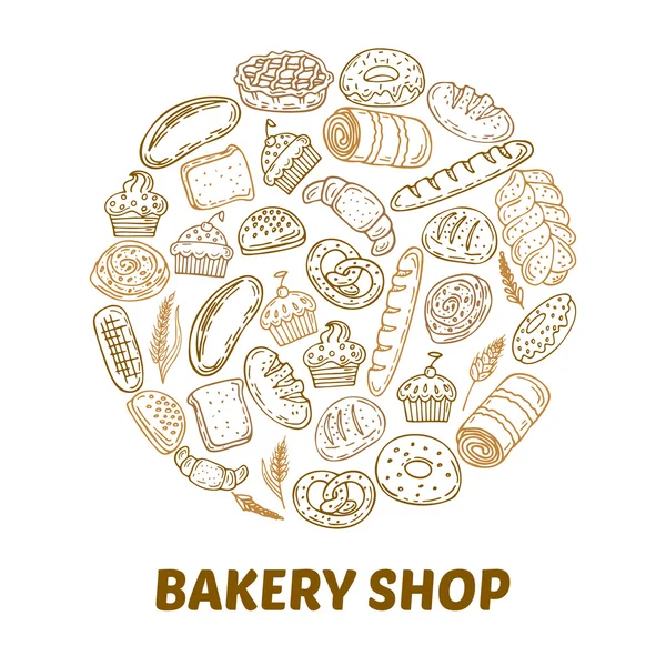 Bakery shop. Hand drawn bakery background — Stock Vector