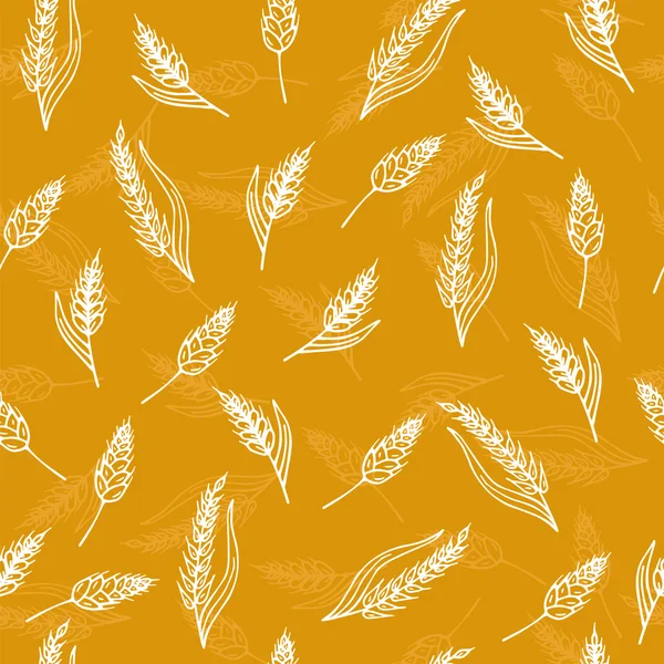 Безшовний візерунок з вухами пшениці. Ручний намальований хлібобулочний фон — стоковий вектор