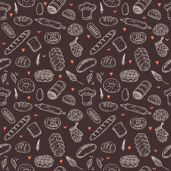 Vector bakery seamless pattern. Hand drawn collection. Backgroun — Stock Vector