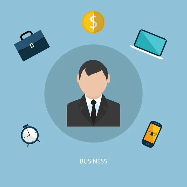 İş için düz tasarım kavramı simgeler. Kazanan takım, ortaklar, çok yönlülük ve şirket hedefleri için simgeler.