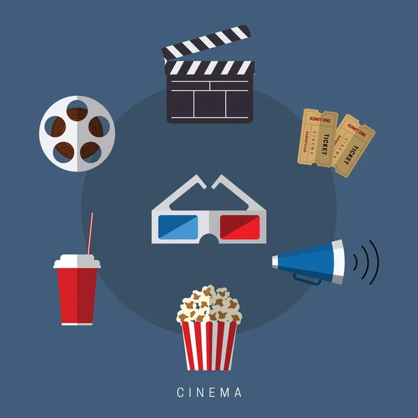 düz stil film ve film Icon set çizimi