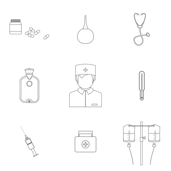 Tıbbi satırı düz simgesi ile Doktor, vektör tasarım öğeleri ayarla.