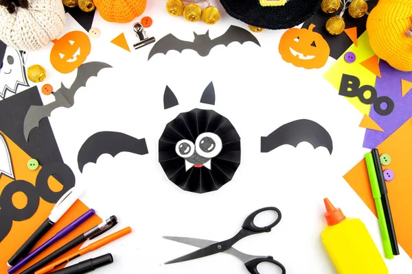 Instructions Making Craft Children Paper Bat — Stock Photo, Image