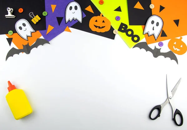 Fond Halloween Avec Espace Pour Copier Papier Coloré Artisanat Papier — Photo