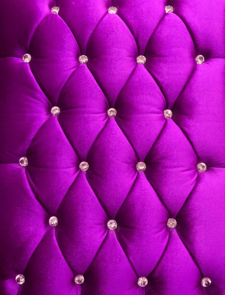 Purple upholstery velveteen decorated with crystals as texture a — Stock Photo, Image