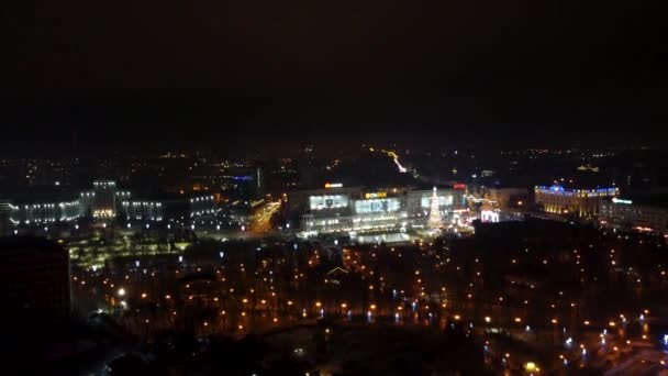 Freedom Svobody Square Kharkiv Aerial Speed View Night New Year — Stock Video